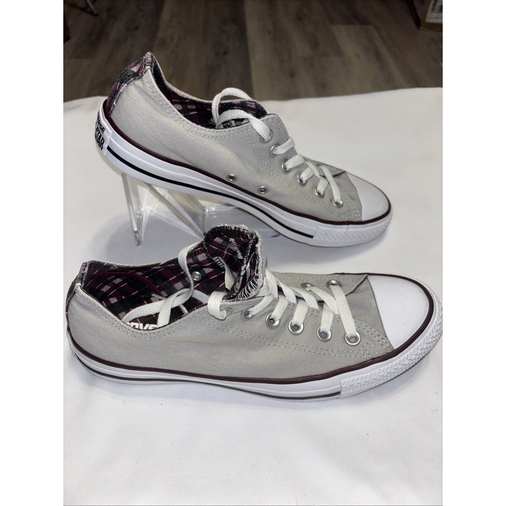 Converse Chuck Taylor All Star Ox Gray Plaid Lined Womens 9 Canvas Sneakers Shoe
